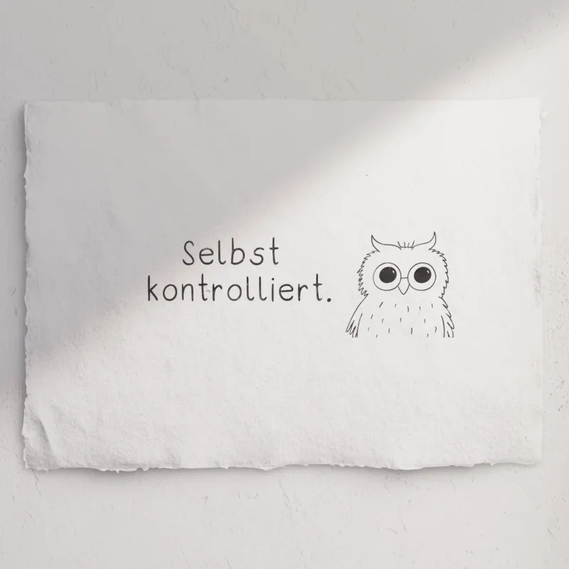Stempel Eule 'Selbst kontrolliert' - Schulstempel (38x14mm)