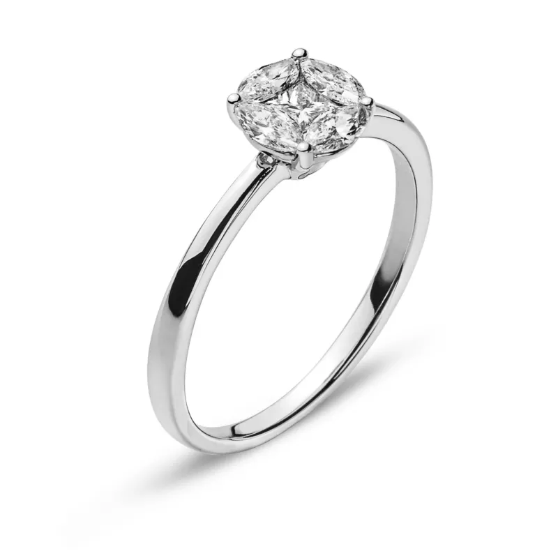 Ring Weissgold 750 mit Marquise- & Princess-Diamanten G VS