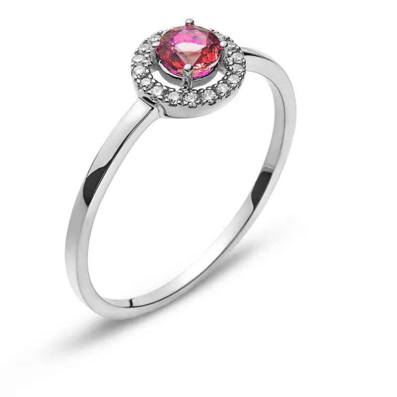 Ring Weissgold 750 mit Rubin 0.37 ct. & Brillanten 0.06 ct.