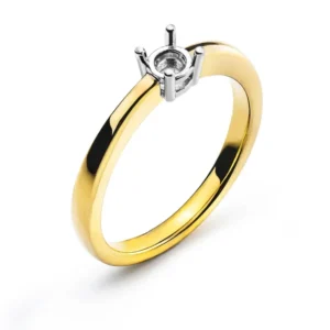 Solitär-Ring Rohling 4-Griff Bicolor 750 für 0.25 ct.