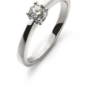 Solitär Ring 4-Grifffassung Weissgold 750 Diamant 0,15 ct.
