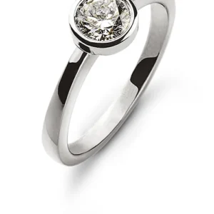 Solitär Ring Zargenfassung Weissgold 750 H SI 0.33 ct.