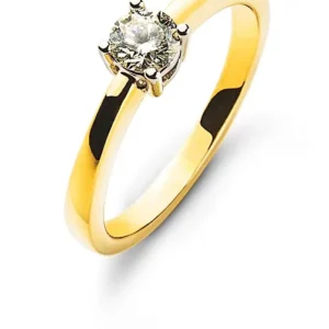 Solitär Ring 4-Griff Fassung Bicolor 750 H/SI 0.20ct.