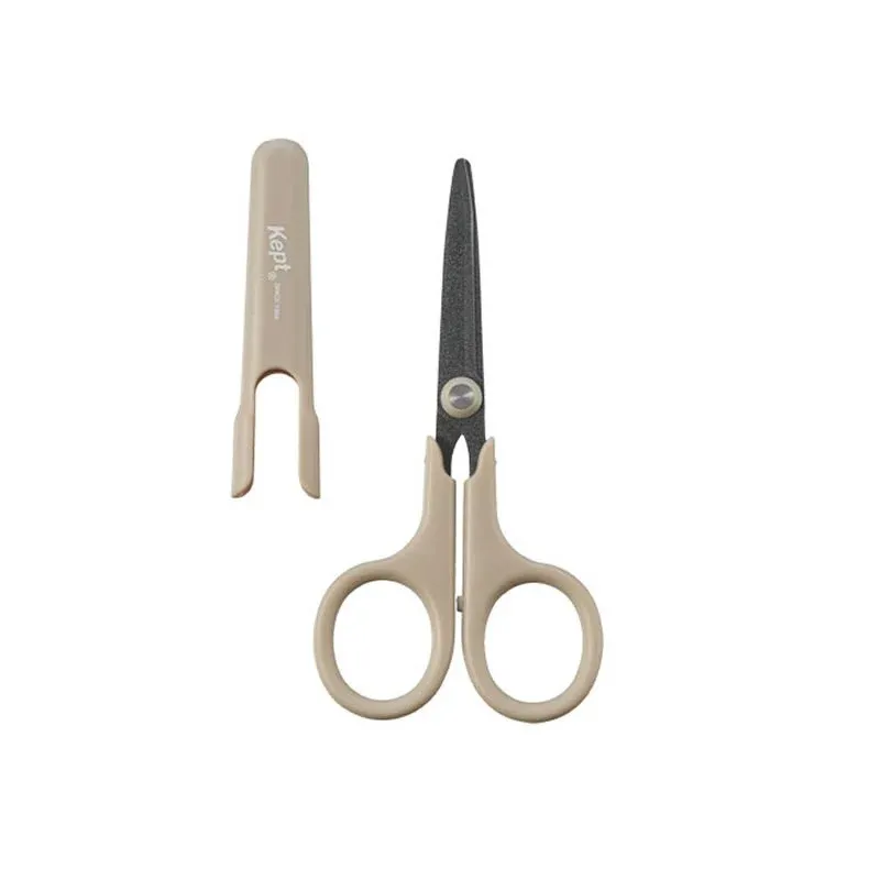 Raymay Kept Mini Non-Stick Scissors – Fluorine-Coated Blades | Kids Craft & DIY Scissors | W53 × H107 × D10mm | Made in Japan Beige