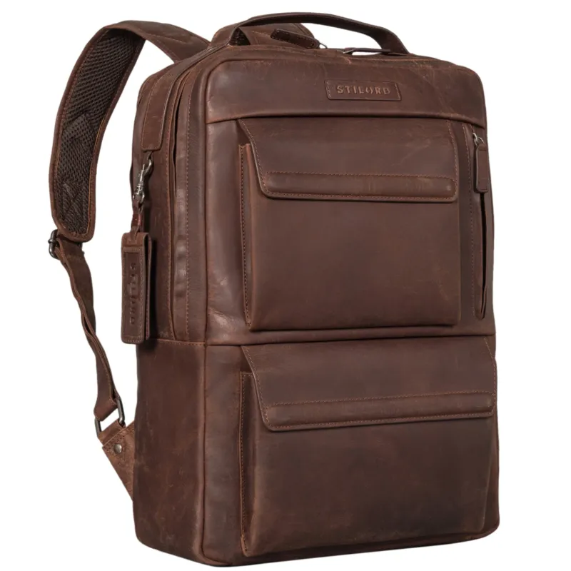 "Egon" Moderner Laptop Rucksack 15 Zoll Leder