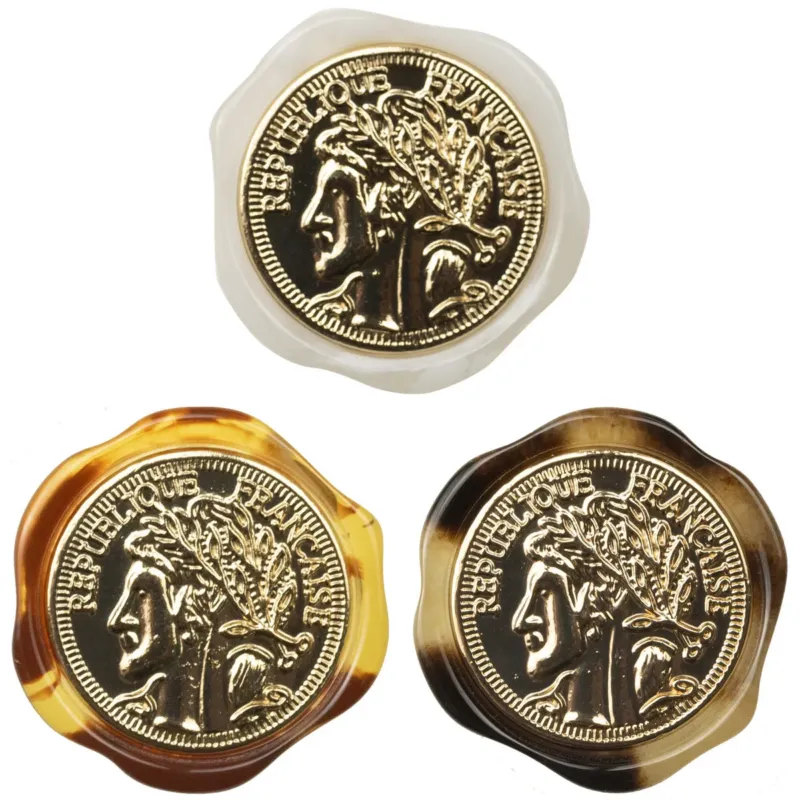 Irregular Metal Beauty Portrait Resin Shank Buttons,10pcs