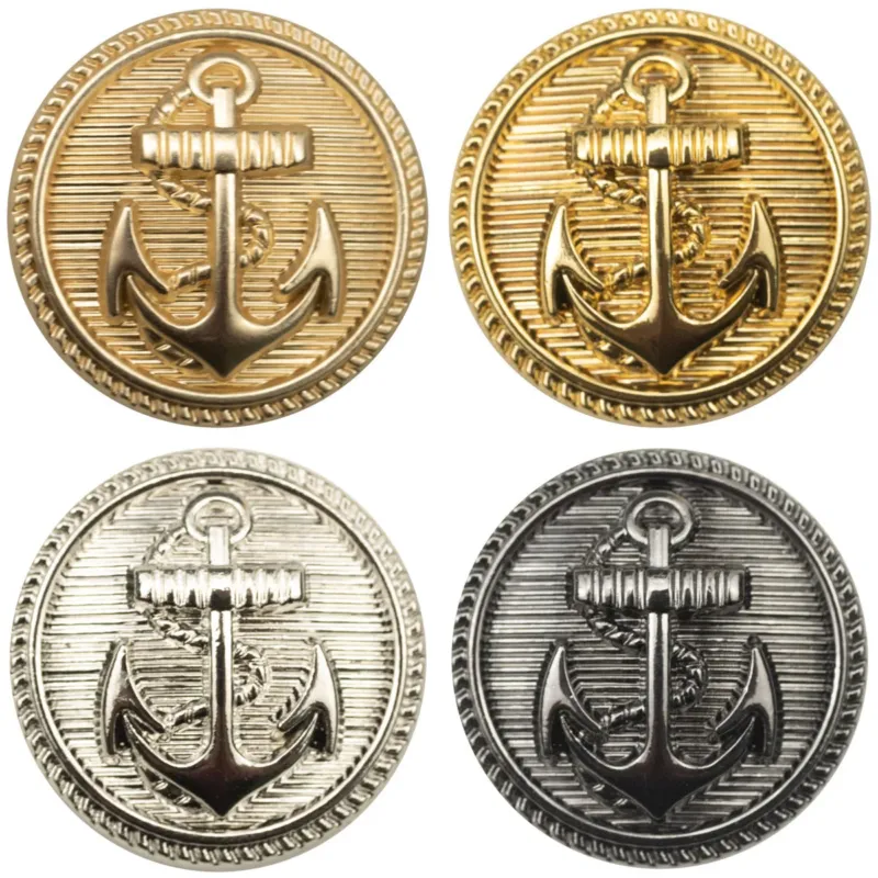 Suit Metal Buttons with Sea Anchor Pattern 10pcs