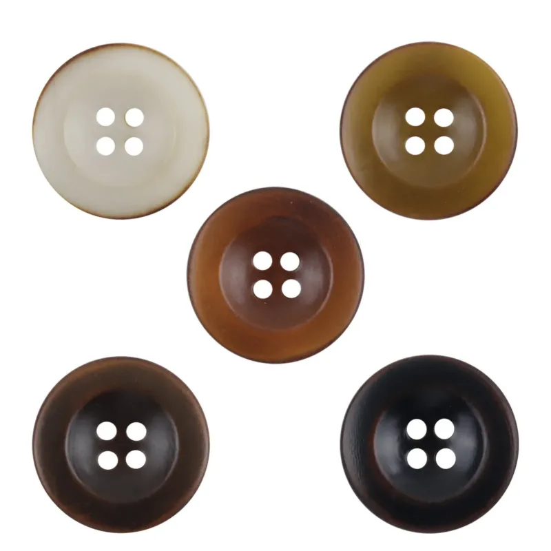 Wide-Edged Burned Natural Palm Fruit Nut Corozo Buttons 10 Pcs