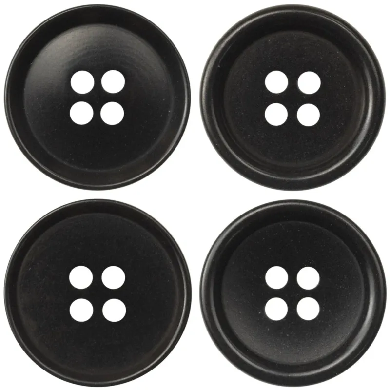 Vintage Solid Black Sustainable Tagut Nut Coroza Buttons 24 Pack