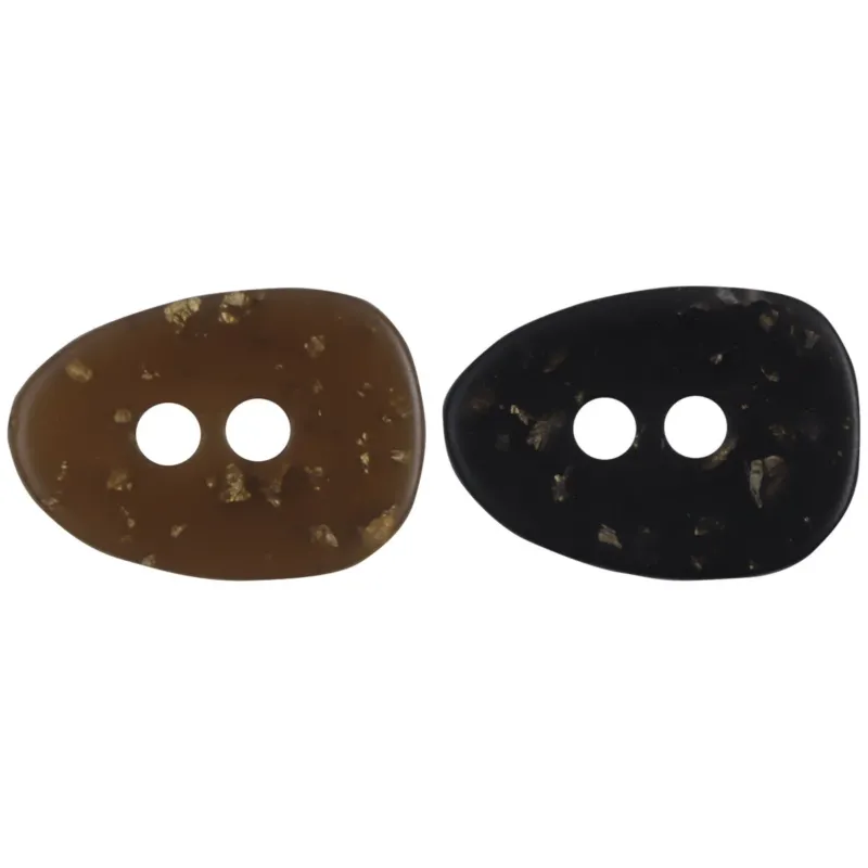Oval Brown Resin Buttons Gold Foil Texture Earthy Tone 30PCS