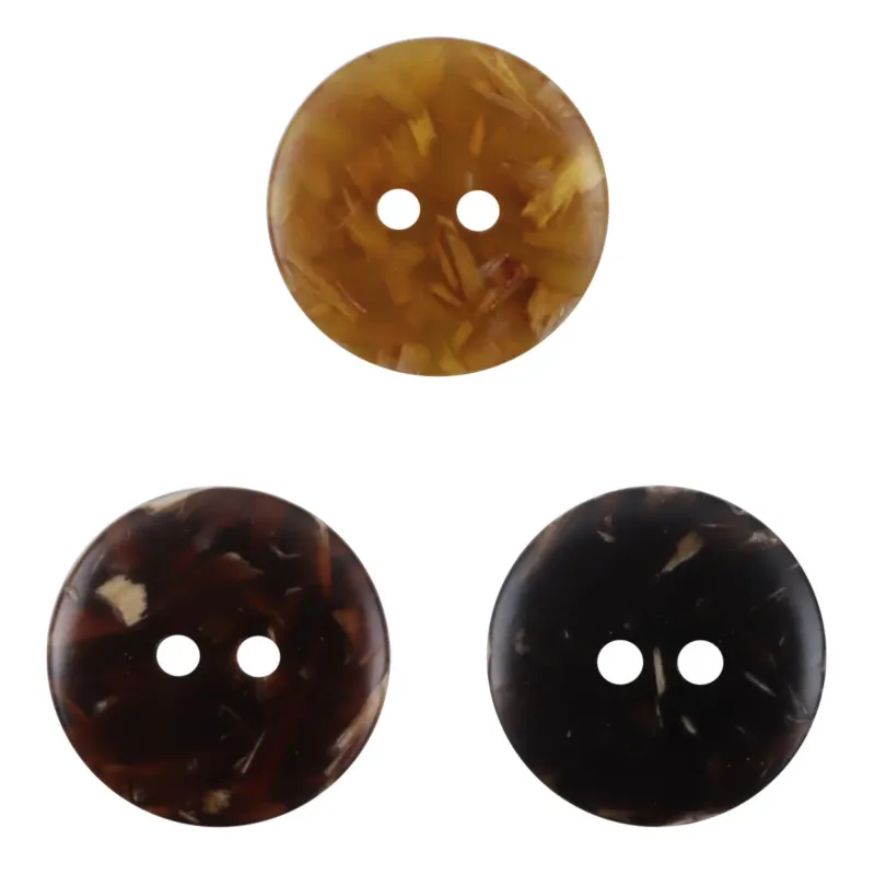 Amber Bicolor Circular 2-Hole Resin Buttons 40pcs