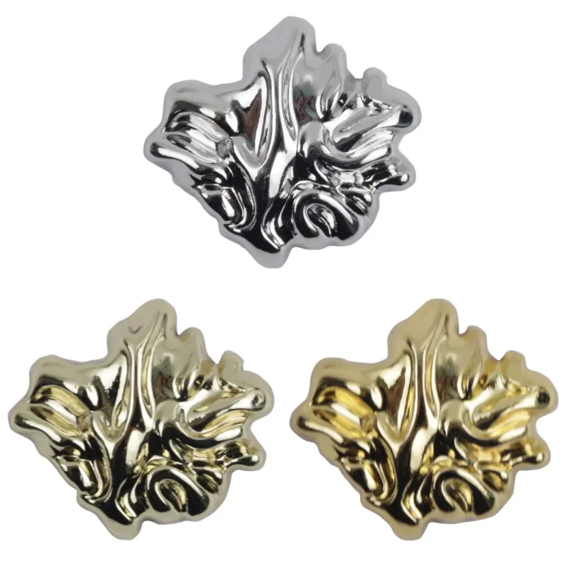 3D Leaf Shaped Metal Buttons with Shank Gold Silver 10pcs