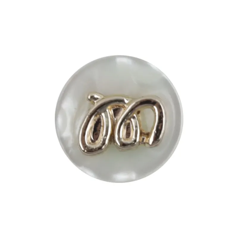 11.5mm Round Beige Decorative Resin Buttons with Metal Handle 20pcs