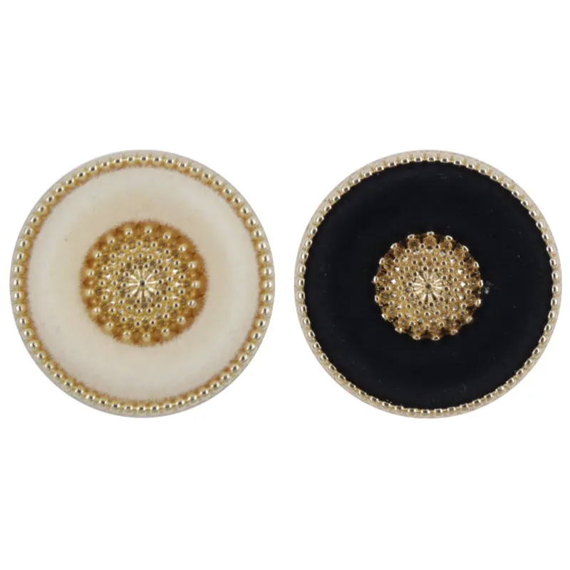 Round Snow Velvet White Gold Metal Buttons for Lady's Luxurious Coats 10pcs