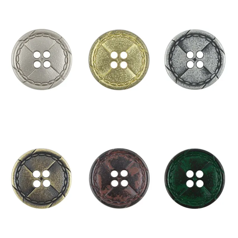 Vintage Distressed Metal Buttons with Divider Lines 10pcs