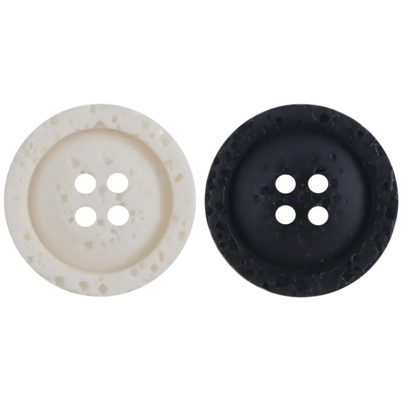 Textured Black White Polyester Resin Buttons for Sweatshirts 30pcs