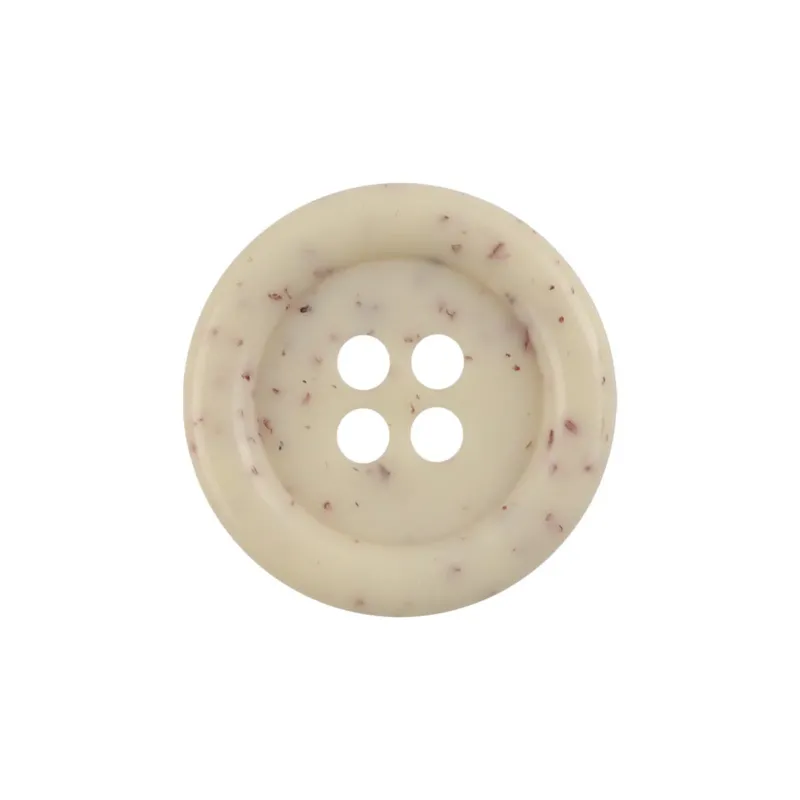 Beige Resin Buttons Thick Round Edge Dotted Flower,20pcs