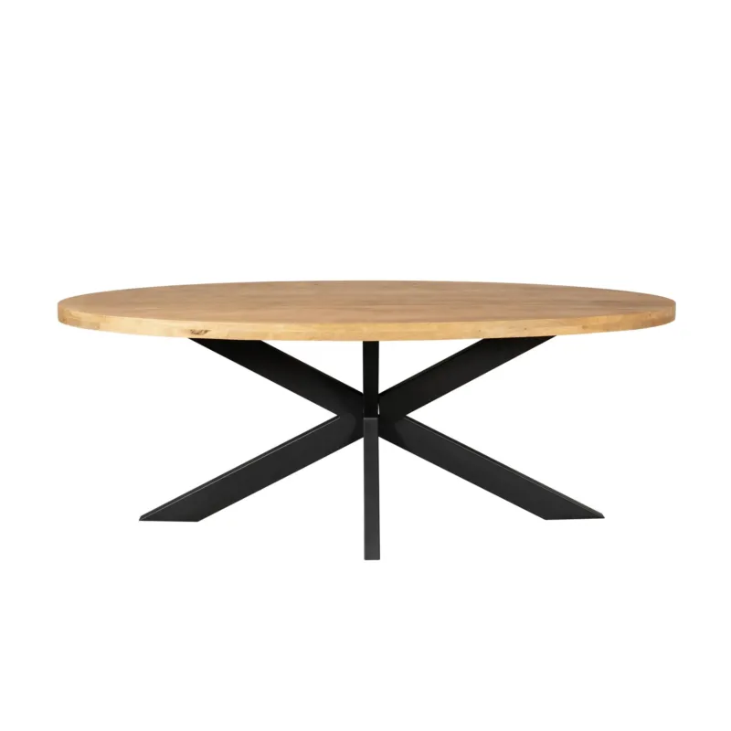 Esszimmertisch – Ovales Design, Naturfarbe, Mangoholz – Dakota | Starfurn