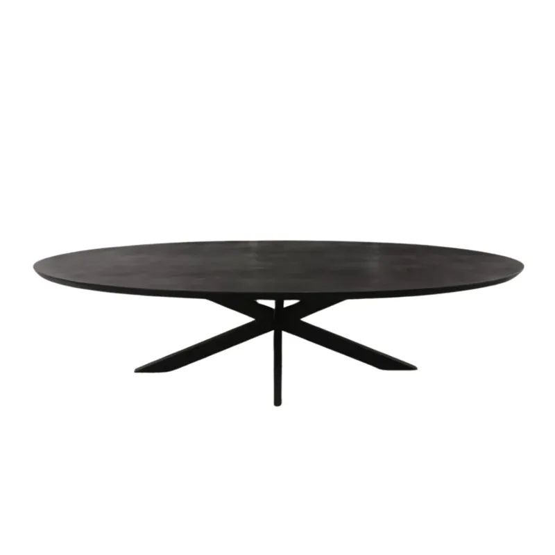 Esszimmertisch - Mangoholz Schwarz, Ovale Form, Matrix Gestell, 210 cm – Brandy | Starfurn