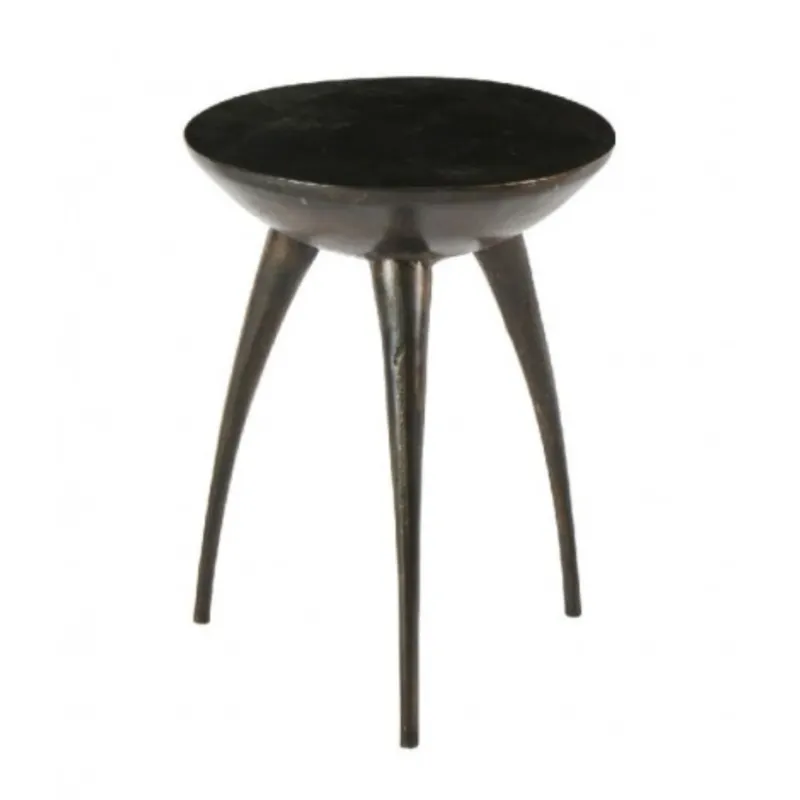 Couchtisch – Schwarzes Aluminium, Runde Form, Dreibein Gestell – Elze | Starfurn