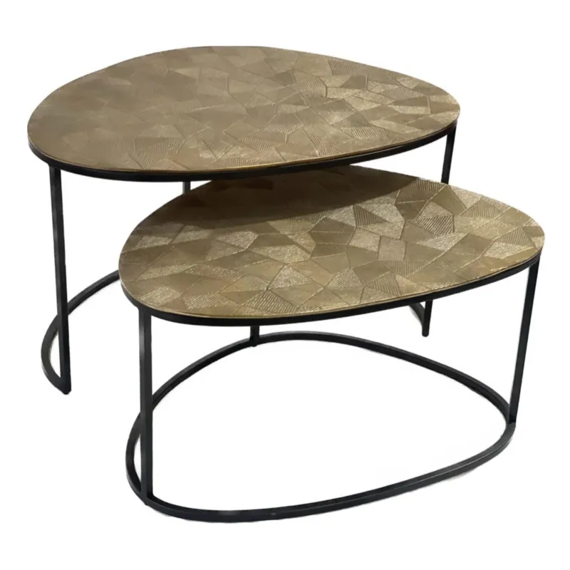 Couchtisch – Aluminium Tischplatten, Metallgestell, Geschwungenes Design – Filou | Starfurn