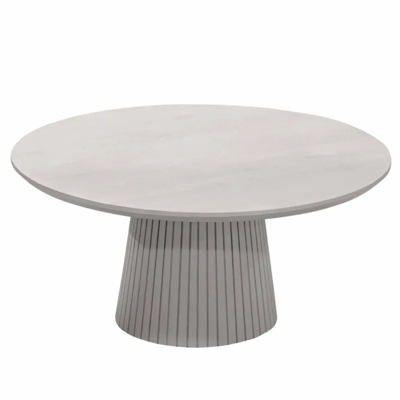 Couchtisch – Mangoholz Material, Runde Form, Taupe Farbe, 80 cm - Solana | Starfurn