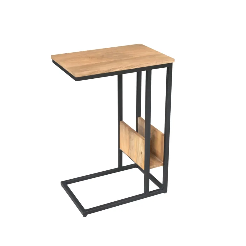 Beistelltisch – Helles Mangoholz, Schwarzes Metall, Schlankes Design – Slider | Starfurn