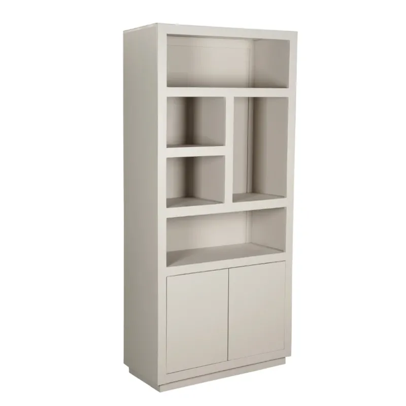 Bücherregal - Sandfarbenes Mangoholz, Offene Fächer, Grifflose Türen, 90 cm – Brussel | Starfurn