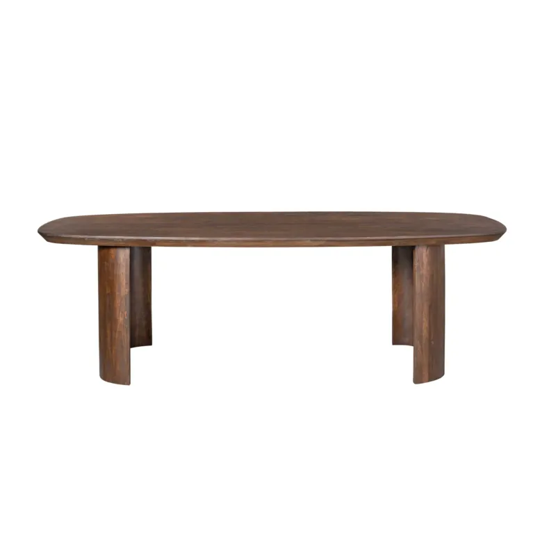 Esszimmertisch – Braunes Mangoholz, Halb Runde Beine, Massives Design, 300 cm - Maré | Starfurn