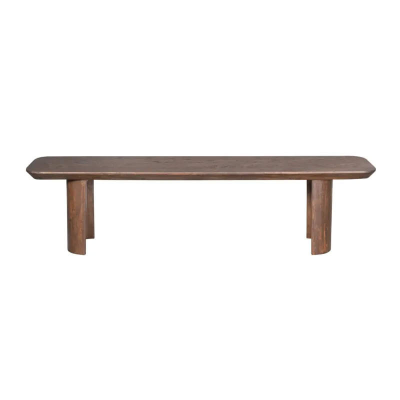 Esszimmerbank – Braunes Mangoholz, Halb Runde Beine, Massives Design 220 cm – Maré | Starfurn