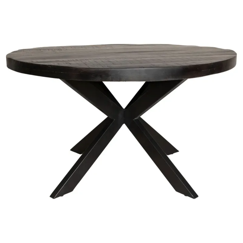 Esszimmertisch – Mangoholz Material, Metallgestell, Rund Design, 130 cm - Denver | Starfurn