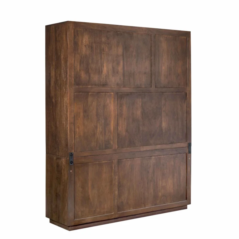 Bücherregal - Braunes Mangoholz, Offene Fächer, Grifflose Türen, XL 160 cm – Brussel | Starfurn