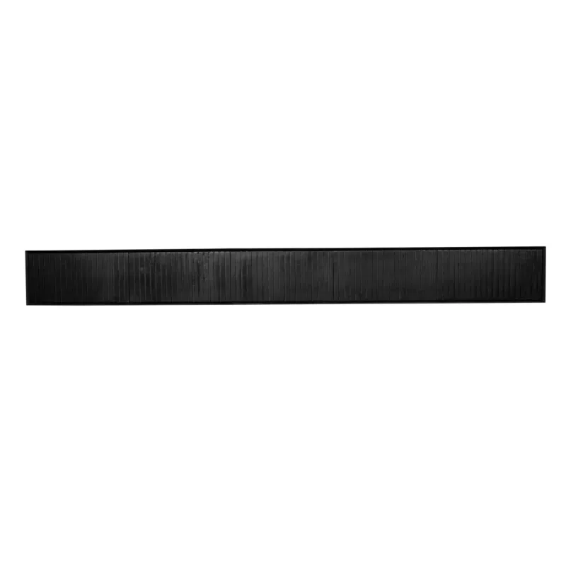 Schwebendes TV-Möbel - Schwarzes Mangoholz, Vertikale Lamellenfront, Grifflose Türen, 280 cm – Madison | Starfurn