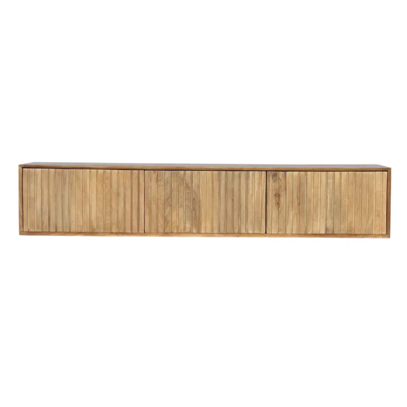 Schwebendes TV-Möbel – Mangoholz, Lamellenfront, Naturfarbe – Madison | Starfurn