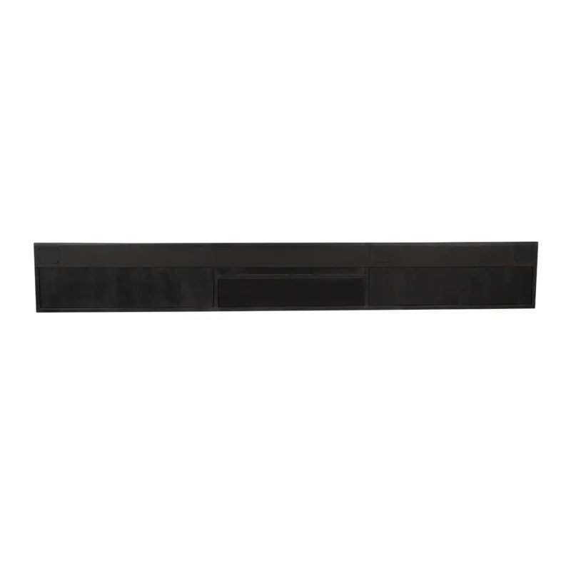 TV-Möbel - Mangoholz Schwarz, Fischgrätmuster, Offenes Fach, 280 cm – New York | Starfurn