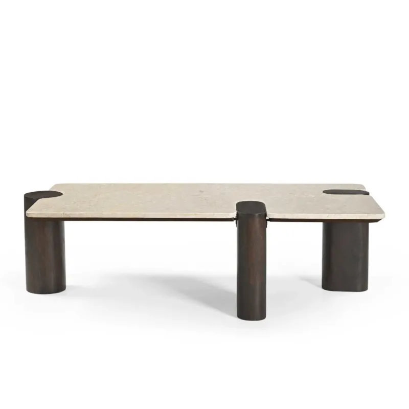 Couchtisch – Marmor Tischplatte, Mangoholz Gestell, Modernes Design – Maeve | Starfurn