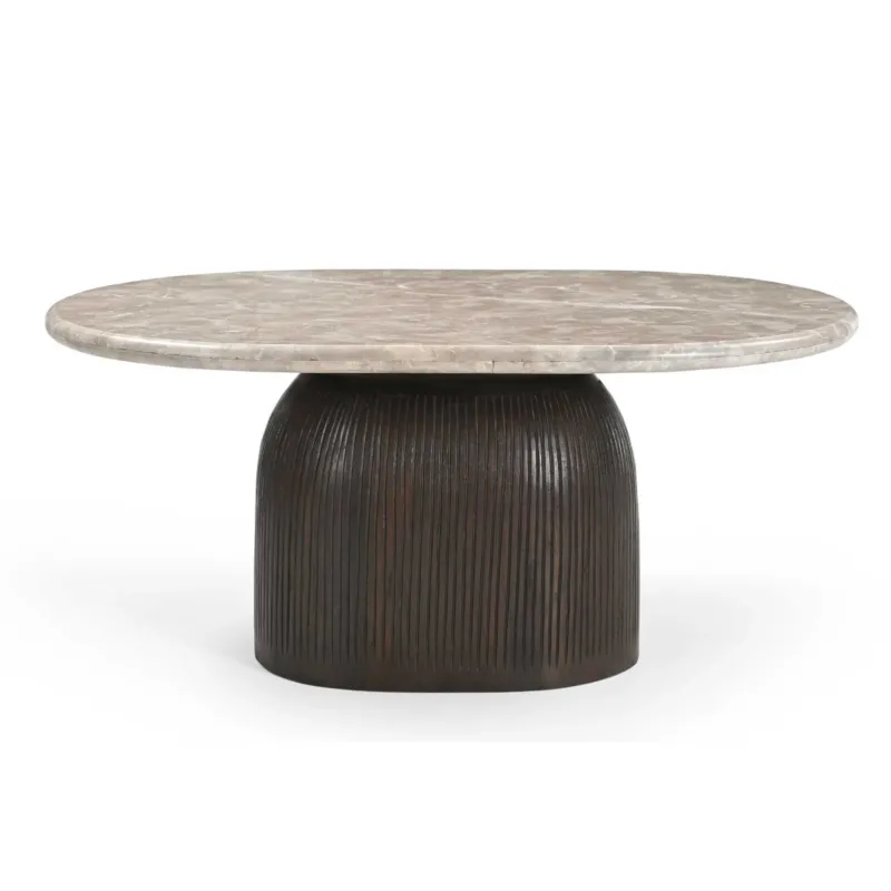 Couchtisch – Marmorplatte, Mangoholz, Rillenstruktur – Noel | Starfurn