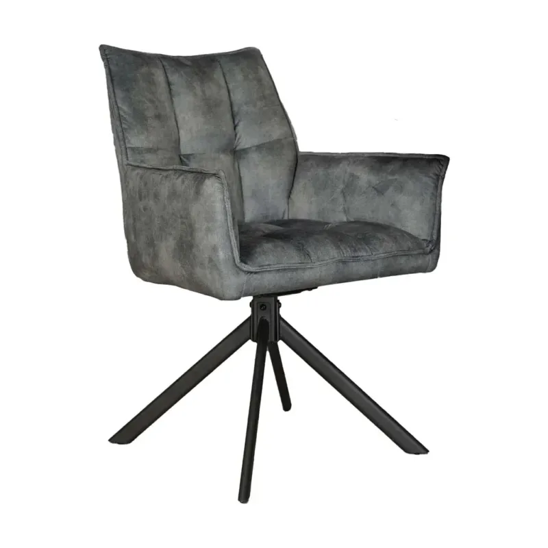 Esszimmerstuhl – Hellblauer Samtstoff, Dreh Funktion, Metall Beine – Dani | Starfurn