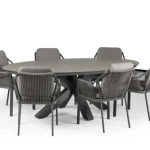 Tierra Outdoor Dining Set Liv - Oblong waldgrau 200x110cm 7-teilig