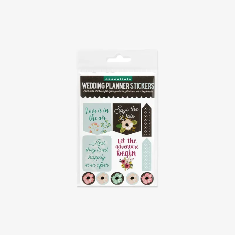 Packaging of wedding planner stickers with various designs