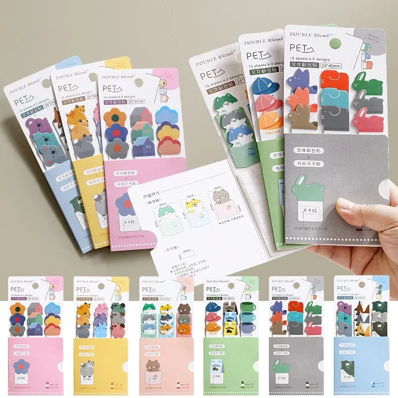 Cute Animal Shaped Sticky Notes & Index Tabs Set 6 Pack