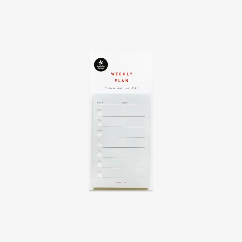 Weekly planner sticky notes with a white background