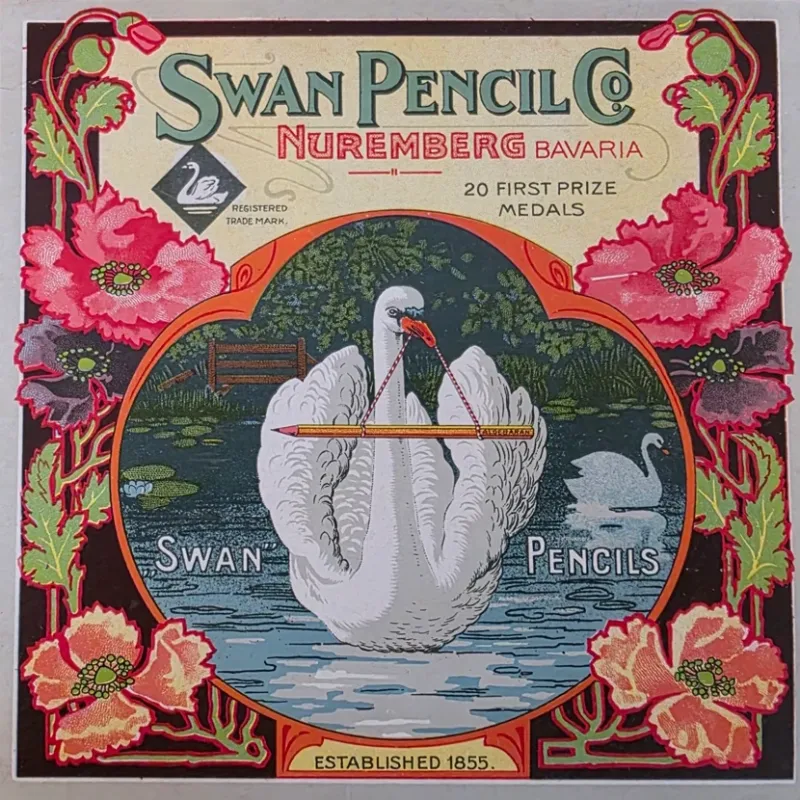 werbemarke logo schwan bleistift fabrik