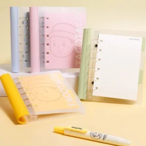TACOTACO Soft-Cover 360° Flip A7 Loose-Leaf Notebook – Refillable Traveller’s Journal | 80 Sheets 100gsm + 4 Dividers | 125 × 145mm | 4-Colour Set