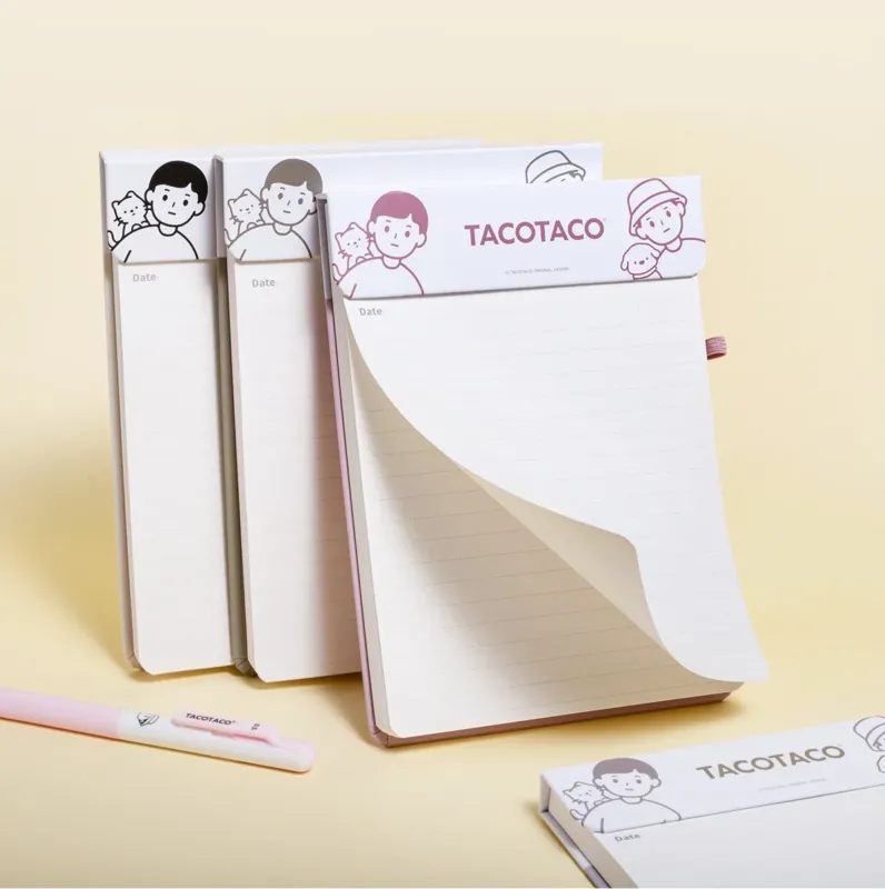 TACOTACO Magnetic Refillable Notebook – 80 Sheets 100gsm | 4 Page Styles: Blank / Dot Grid / Grid / Lined | Perforated Tearout | Pen Elastic Band | 193 × 139mm