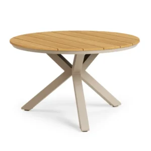 Tierra Outdoor Orbital Esstisch Champagner/Teak ø120cm