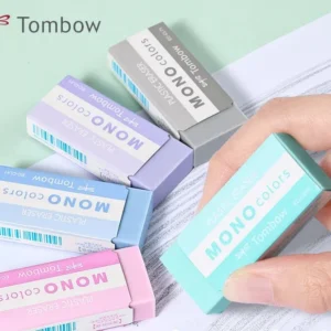 Tombow MONO Colors Plastic Eraser Set – 5 Colors (Blue/Green/Gray/Pink/Purple)