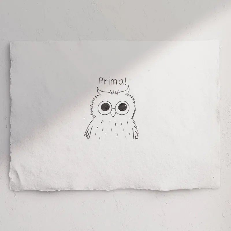 Stempel Eule "Prima!" - Schulstempel (20x20mm)