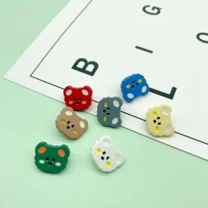 15/18mm Cartoon Teddy Bear Plastic Buttons for Children's Garments 70 Pack