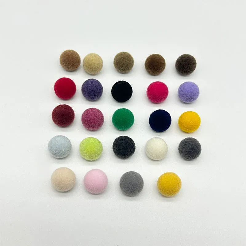10mm Colorful Flocked Resin Mushroom Buttons with Metal Shanks for Knitwear 120 Pack